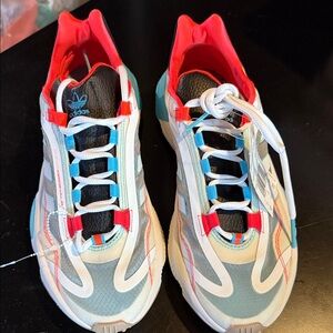 Adidas Ozweego Pure Gray and Red Sneakers